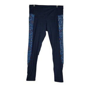 2 for $15‎ Z By Zobha Leggings Women's Large Blue Floral Zip Ankles